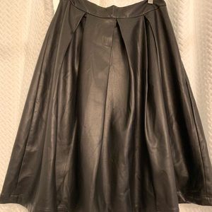 Faux leather knee length skirt